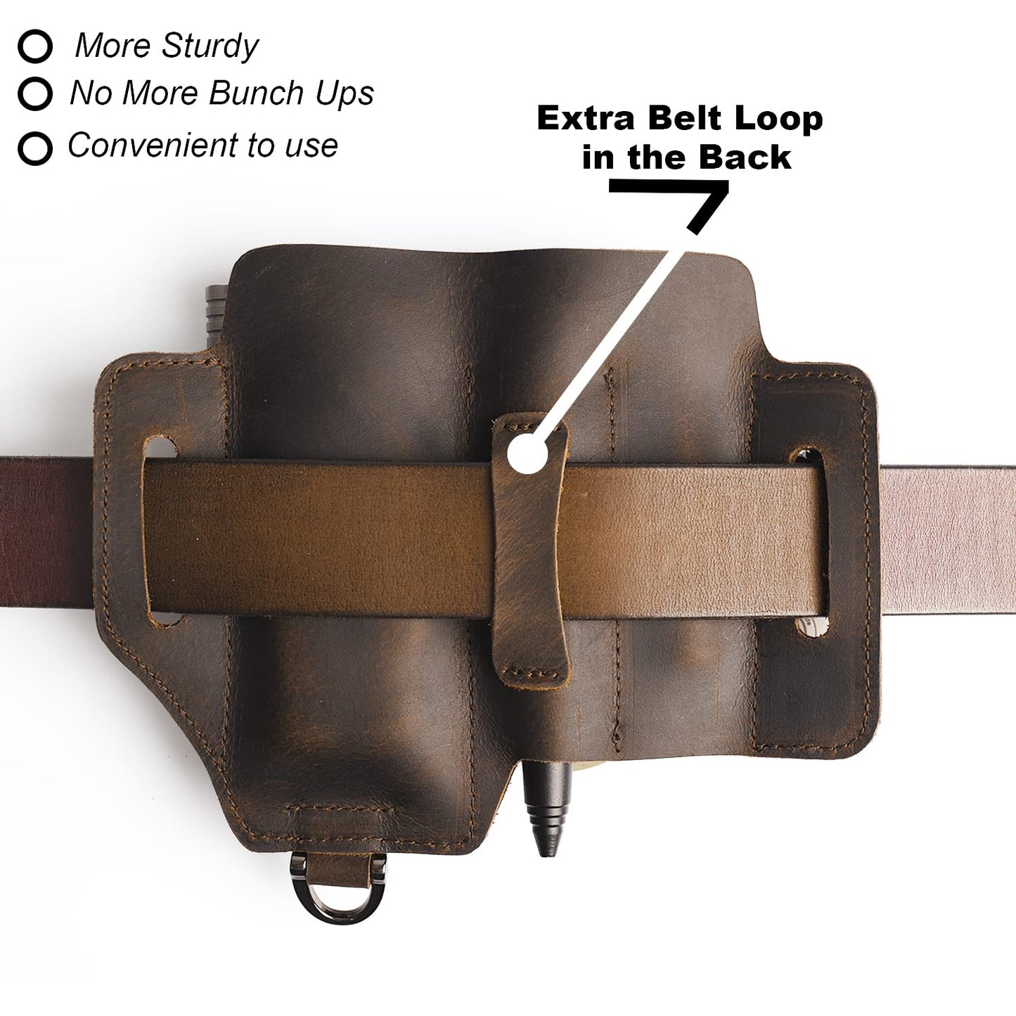 Topstache Leather Multitool Sheath,EDC Belt Organizer for Work and Daily Use,Leatherman Sheath,EDC Pocket Organizer for Flashlight and Multitool,Gifts for Men,Leather Sheath for Multitool