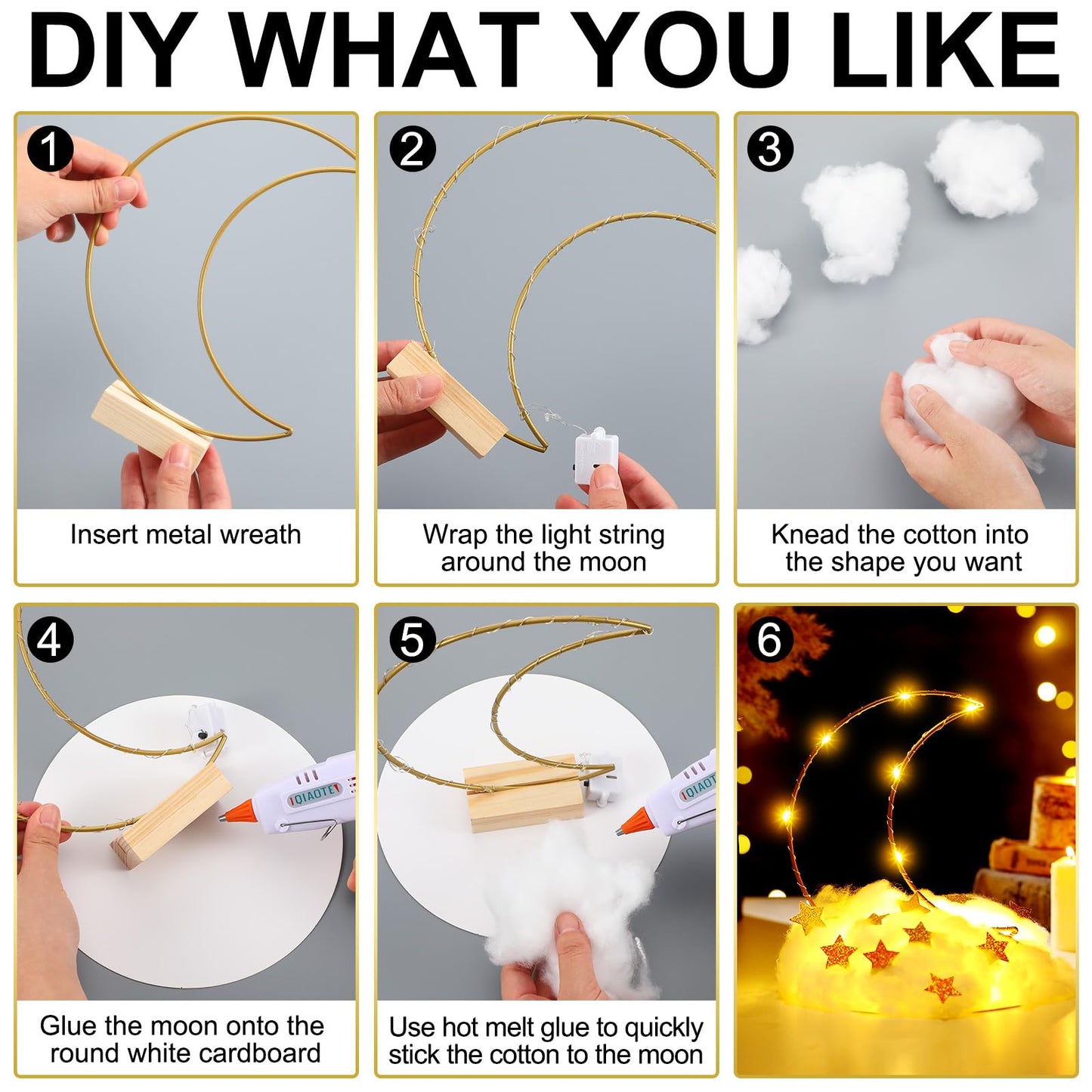 Wonderjune 6 Sets Twinkle Twinkle Little Star Baby Shower Gender Reveal Centerpieces Decorations DIY Moon and Stars Decor Over The Moon Light Star Cloud Centerpieces for Baby Shower Tables DIY Crafts