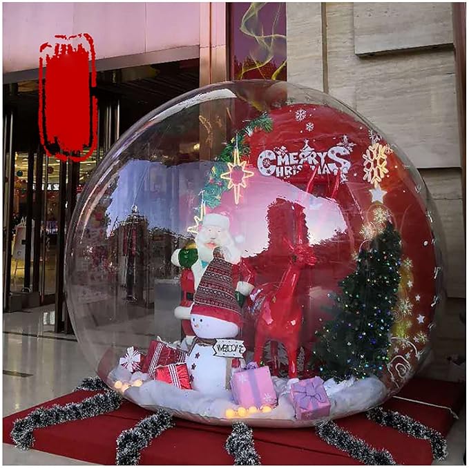 10FT Giant Inflatable Snow Globe(0.5mm PVC)(250w Blower) Christmas Decorations Giant Transparent Bubble Tent, Large Inflatable Bubble Igloo Tent for Wedding,Birthday,Christmas,Halloween Party
