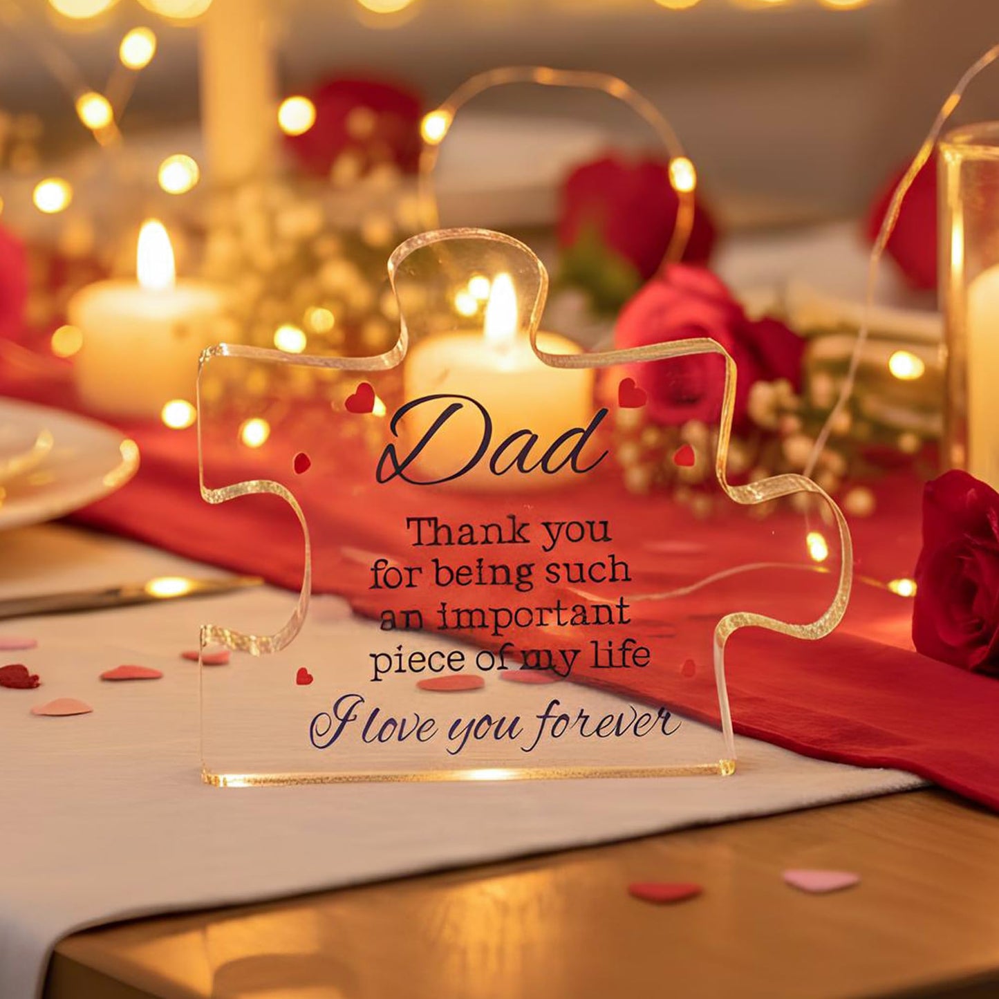 Best Dad Ever Gifts, Acrylic Puzzle Piece Gift 2.8 x 3.5 Inch, Dad Gifts from Daughter or Son, Fathers Day Decorations, Fathers Day Presents for Daddy, Meaningful Birthday Present, Heartfelt Keepsake