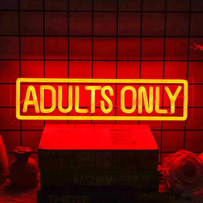 Adults Only Neon Sign, Dimmable USB Powered LED Neon Lights Letter Words Signs for Bedroom Bar Man Cave Hotel Party Game Room Wall Decor