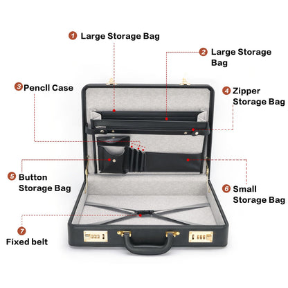 LOCKCURX Briefcases for Men, Anti-Theft Dual Lock Briefcase with 16 Inch Laptop Compartment, Waterproof Faux Leather, Brief Cases Men with Multi File Organizer, Perfect for Office, Travel (Black)