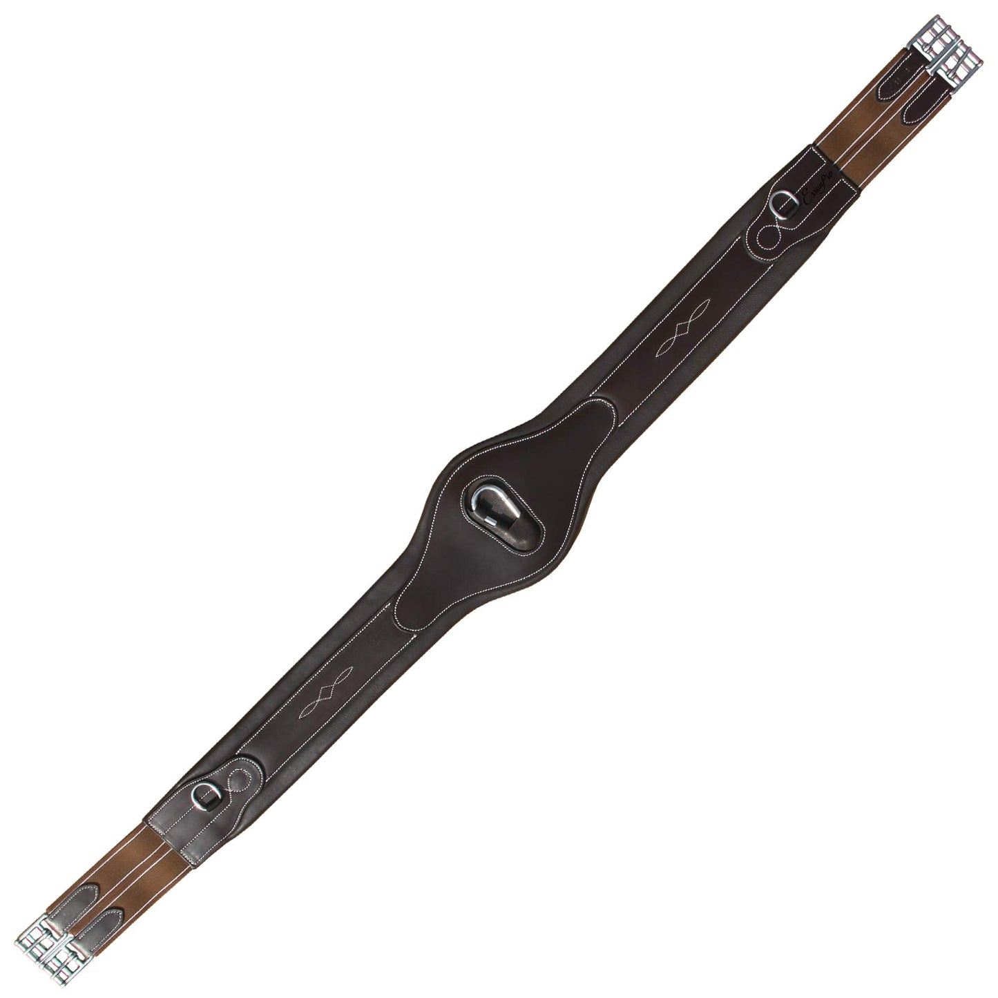 Exion Fancy Anatomic Snap Over Lay Girth Comfotable for Horse | English Horse Tack (54 inch/ 135 cm, Choco Brown-Leather Padding-Vegetable Tanned Leather)