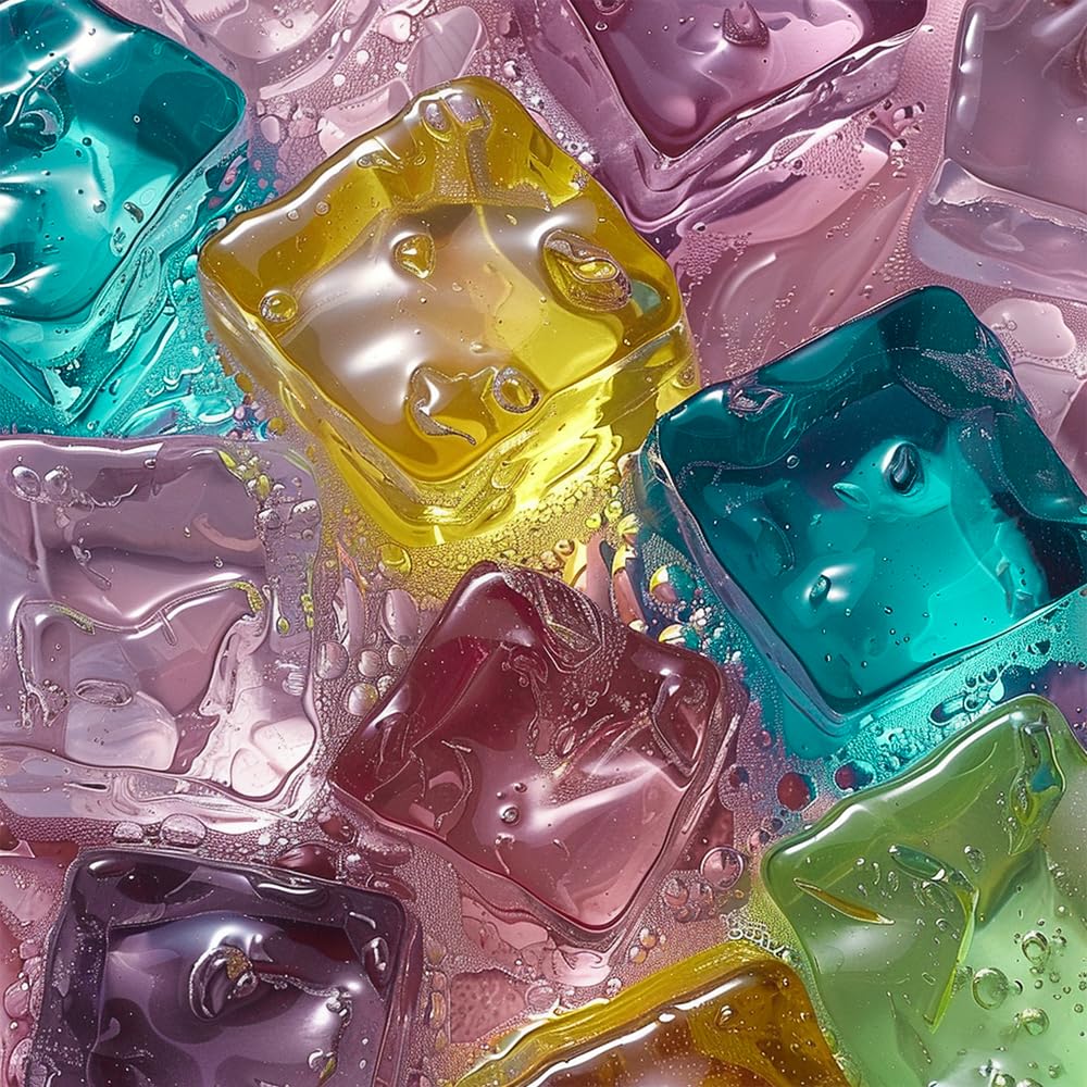 HappyFiller 76 PCS 0.7 Inch Multi Colors Fake Crystal School Counting Plastic Ice Cubes Acrylic Artificial Square Rocks for Photography Props,Food Display,Vase Filler,Table Scatters,Arts Crafts