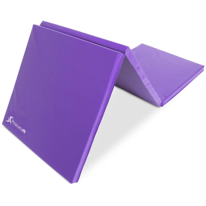 ProsourceFit Tri-Fold Folding Thick Exercise Mat 6'x2' with Carrying Handles for MMA, Gymnastics, Stretching, Core Workouts, Purple