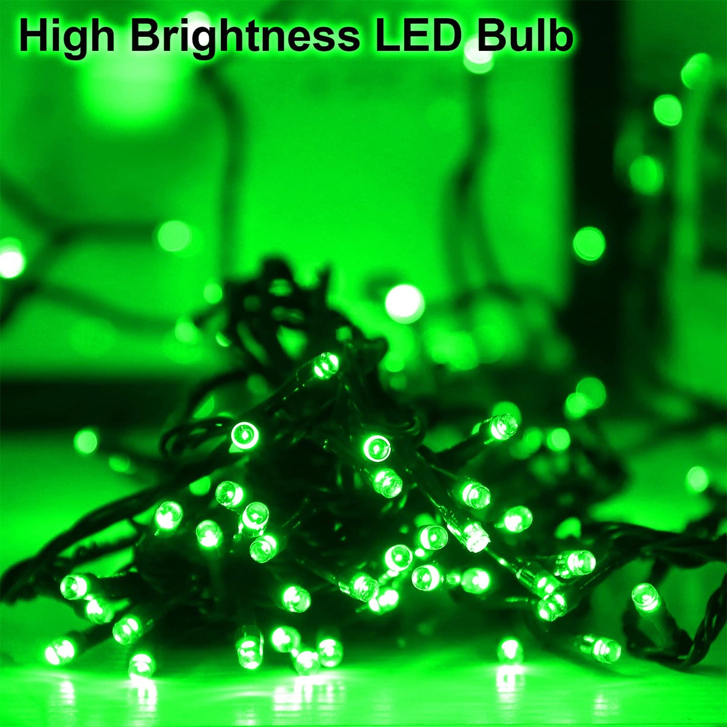 Green Solar Christmas Lights Outdoor, 2 Pack 144ft 400LED Fairy String Lights with 8 Modes IP44 Waterproof Twinkle Lights for Tree Garden Patio Wedding Party Yard Decor