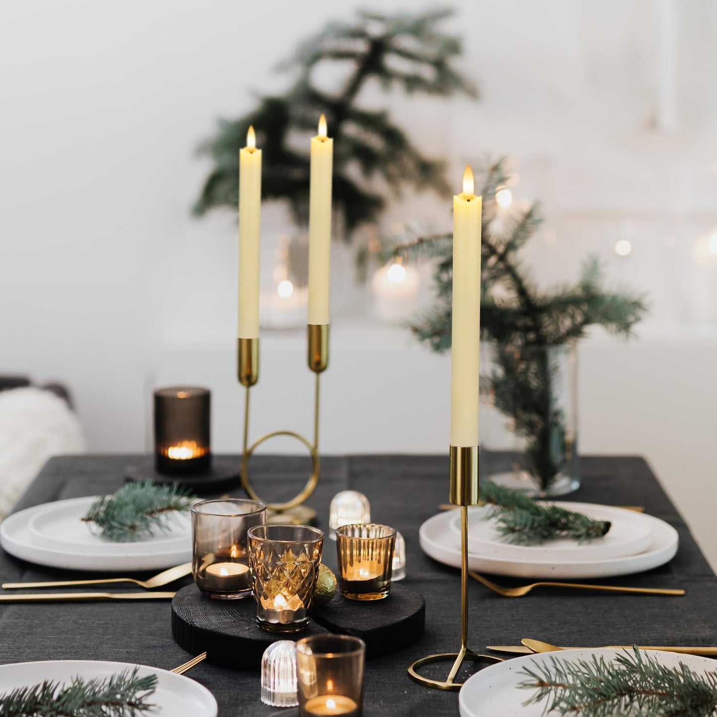 SEHNSY Flameless Taper Candles with Remote, Real Wax Battery Operated LED Candles with 3D Flickering Flame, 9.6" 3PCS Ivory Realistic Dripless Candlesticks for Home Wedding Decor, Mother's Day Gifts