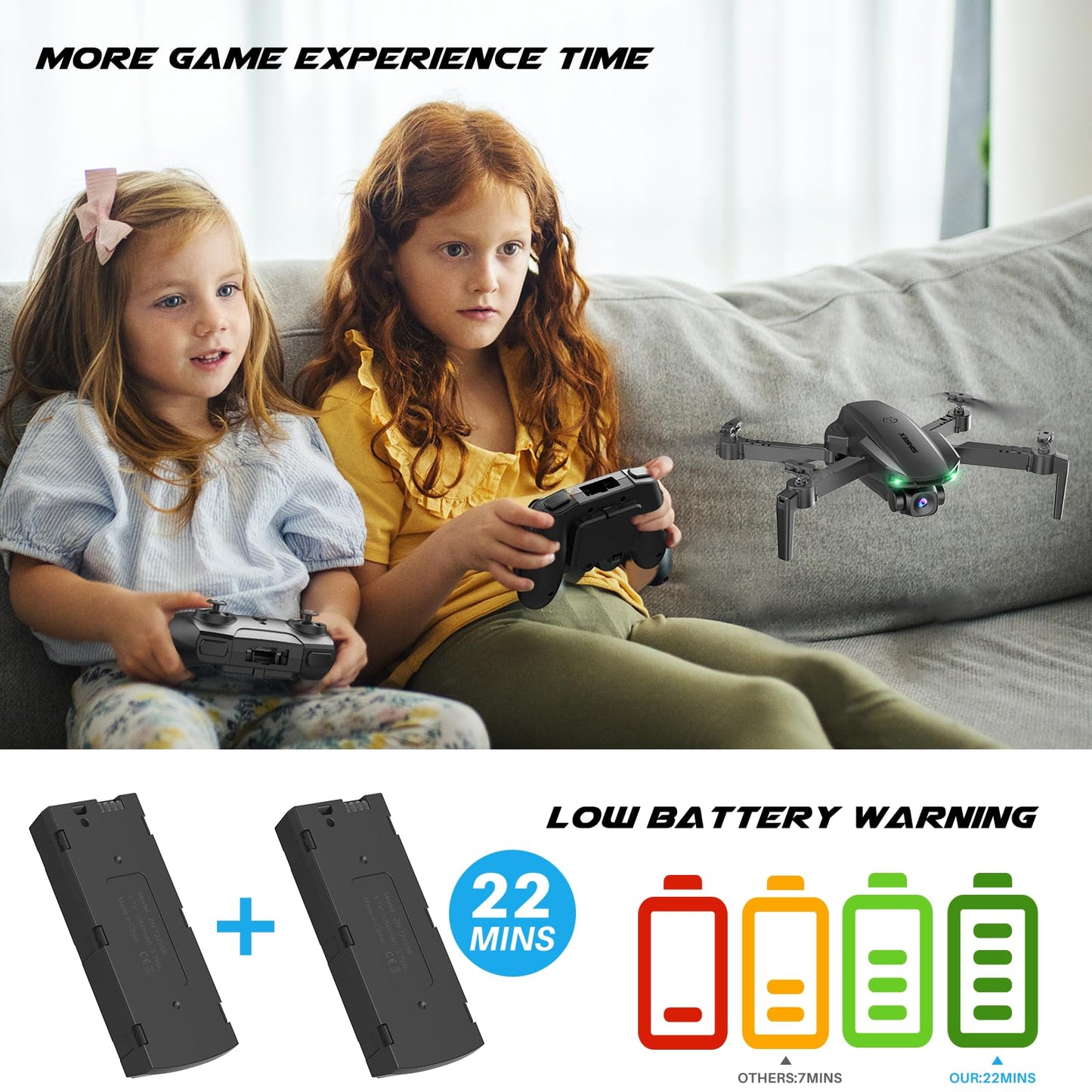 SIMREX Drone With Camera 1080P for Kids And Adults, RC Quadcopter With Altitude Hold, Mini Drone With One Key Start, Waypoint Fly, Headless Mode, 3D Flip, 3 Speeds, Remote Control Drone for Beginners