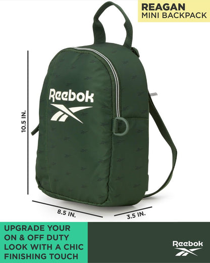 Reebok Womens Backpack - Zipper Closure Mini Lightweight Backpack Purse for Women - Everyday Bag & Travel Bag for Women, Reagan Green