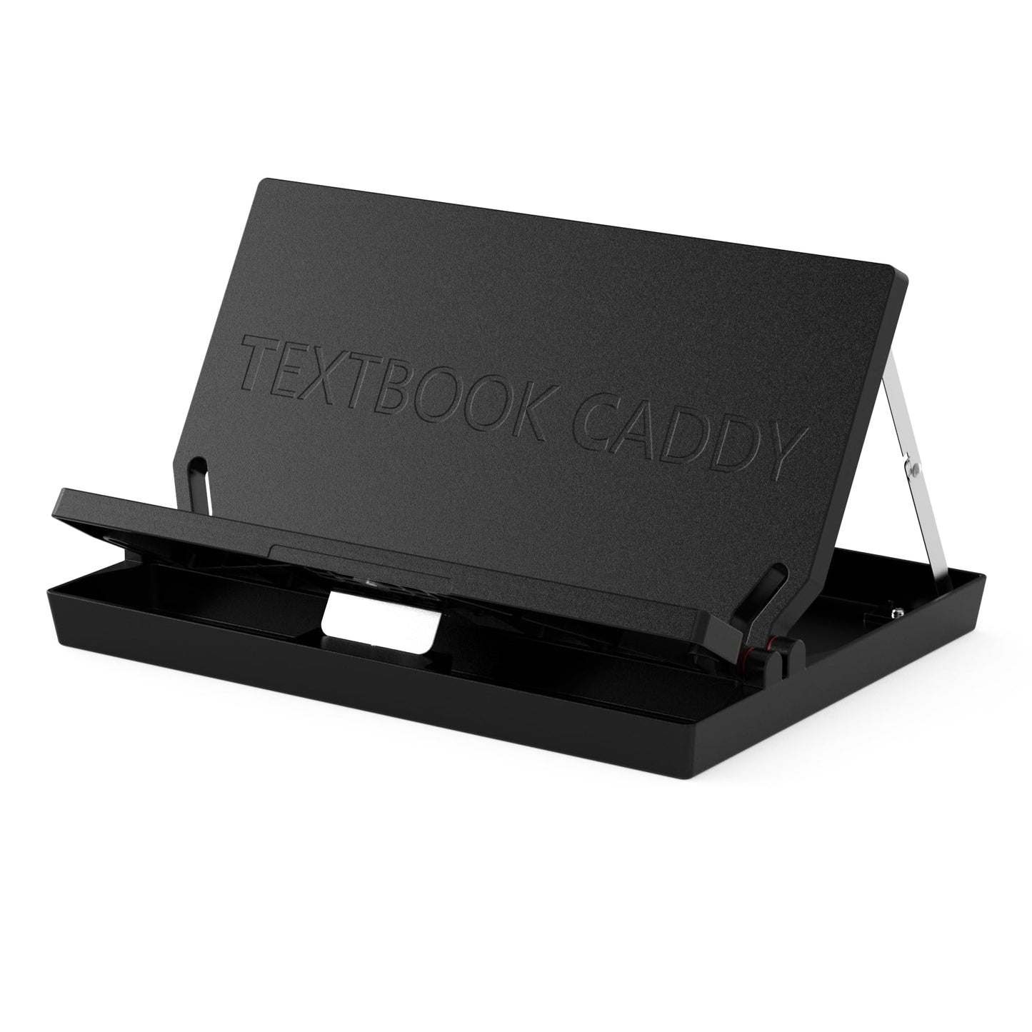 Textbook Caddy Book Stand with Storage — Adjustable Reading Stand for College Students, Portable Foldable Desk Book Holder for Textbooks, Tablets & Cookbooks, Ergonomic 60° Angle, Lightweight 1.6 lb