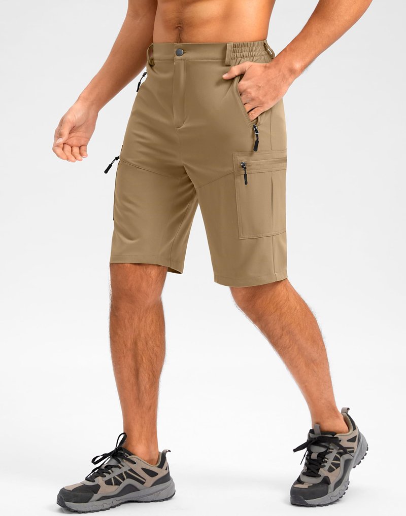 Pudolla Men's Hiking Shorts 11" Lightweight Cargo Work Shorts for Men Summer Travel Golf Casual Outdoor with 5 Pockets(Dark Khaki 3X-Large)