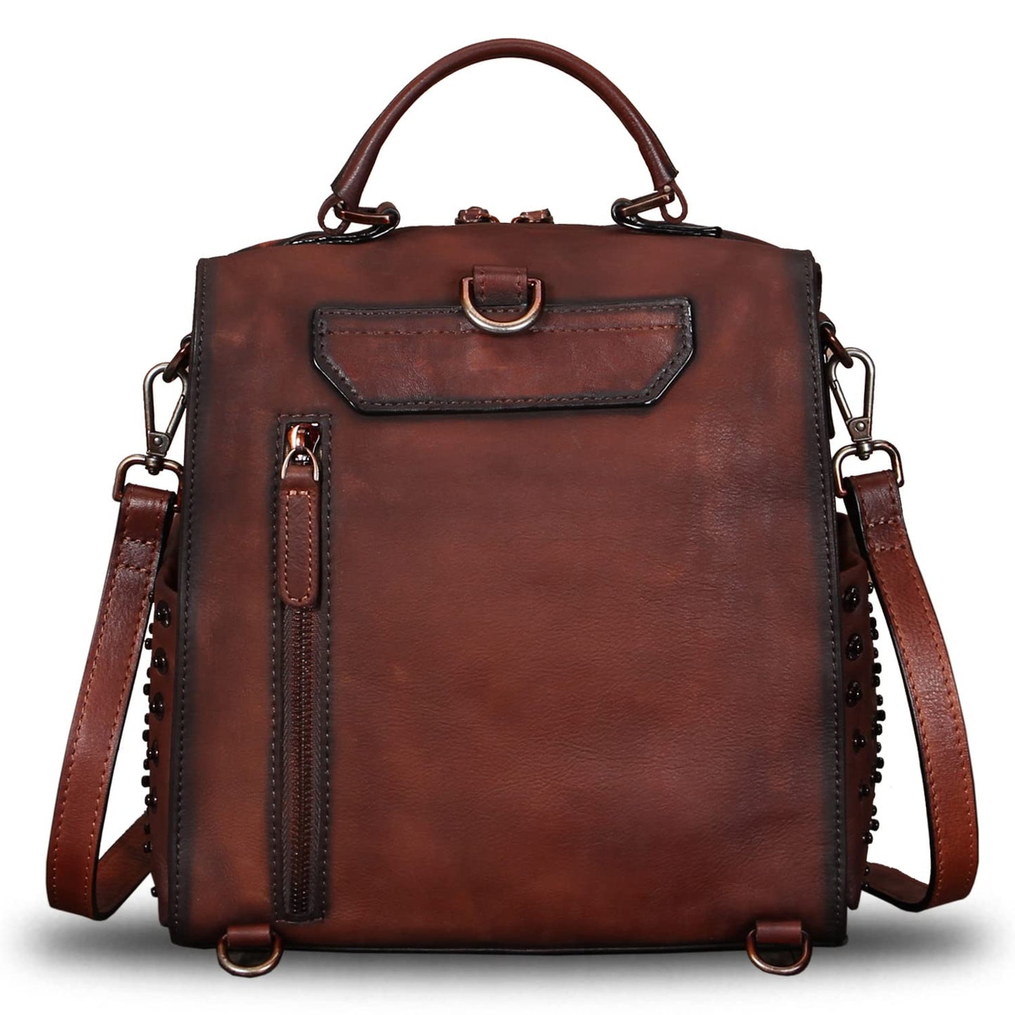 Genuine Leather Backpack for Women Convertible Satchel Rucksack Casual Crossbody Daypack Shoulder Bag Handbag Purse Medium