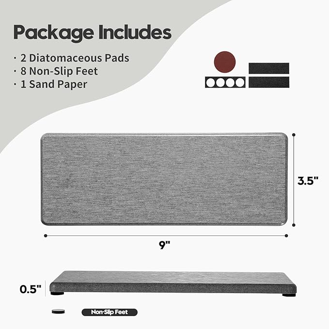2PCS Bathroom Counter Vanity Trays, Water Absorbing Diatomite Stone Quick