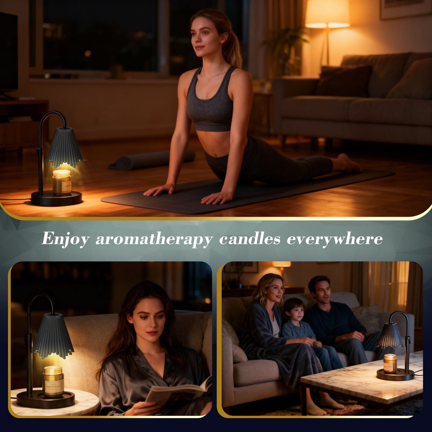WYghyronic Candle Warmer Lamp with Timer & Dimmable 4-Level Brightness - Adjustable Height,for New Home Bedroom, Gifts for Women (Black2)