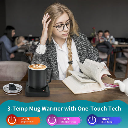 VOBAGA Mug Warmer Set, Coffee Warmer for Desk with 11oz Ceramic Mug, Auto Shut Off & 3-Temp Settings, Smart Coffee Cup Warmer, Home Office Essentials Coffee Set
