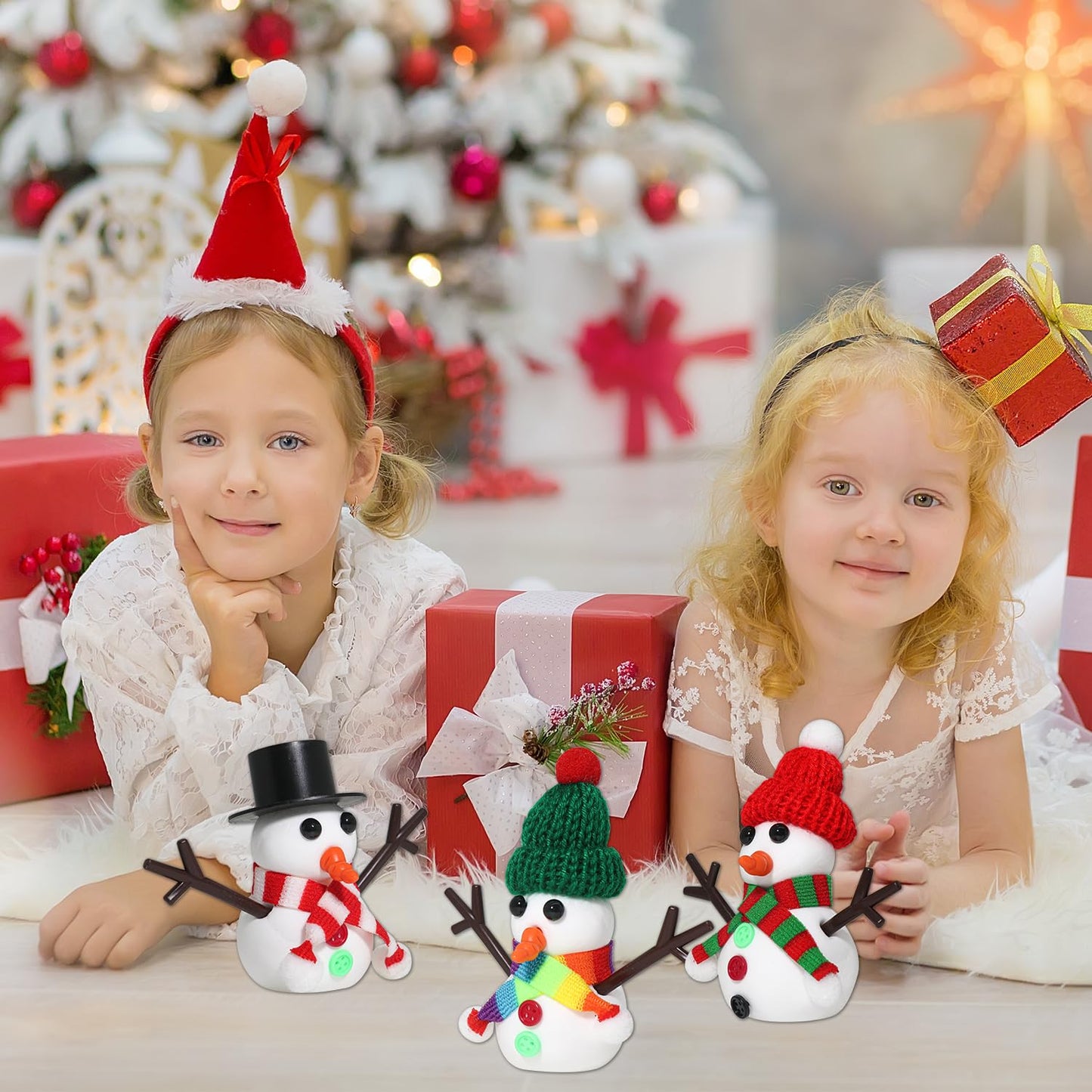 LAHAND 12-Pack Christmas Snowman Crafts Sets for Kids, Modeling Clay Snowman DIY Kit,Christmas Stocking Stuffers for Kids, Perfect for Winter Children's Holiday Party Decoration Gifts