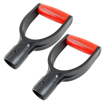 Jiozermi 2 Pcs Plastic Shovel D Grip Handles, 32mm / 1.26" Inner Diameter Spade Handle, Shovel Handle for Digging Raking Tools, Red