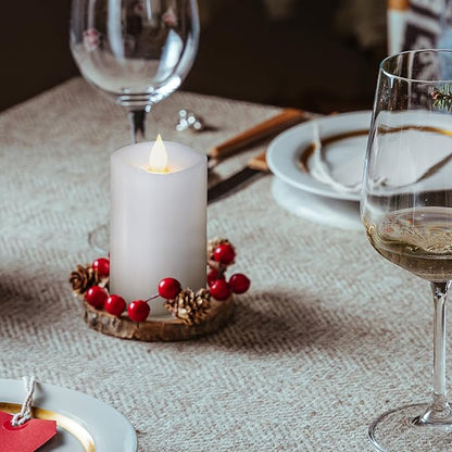 1PCS, 3 x 5 inches Flameless Candle with Remote Control, Real Wax Pillar LED Candles, Battery Candles,with Timer, 3D Flickering Wick,for Holiday Home Decor,White