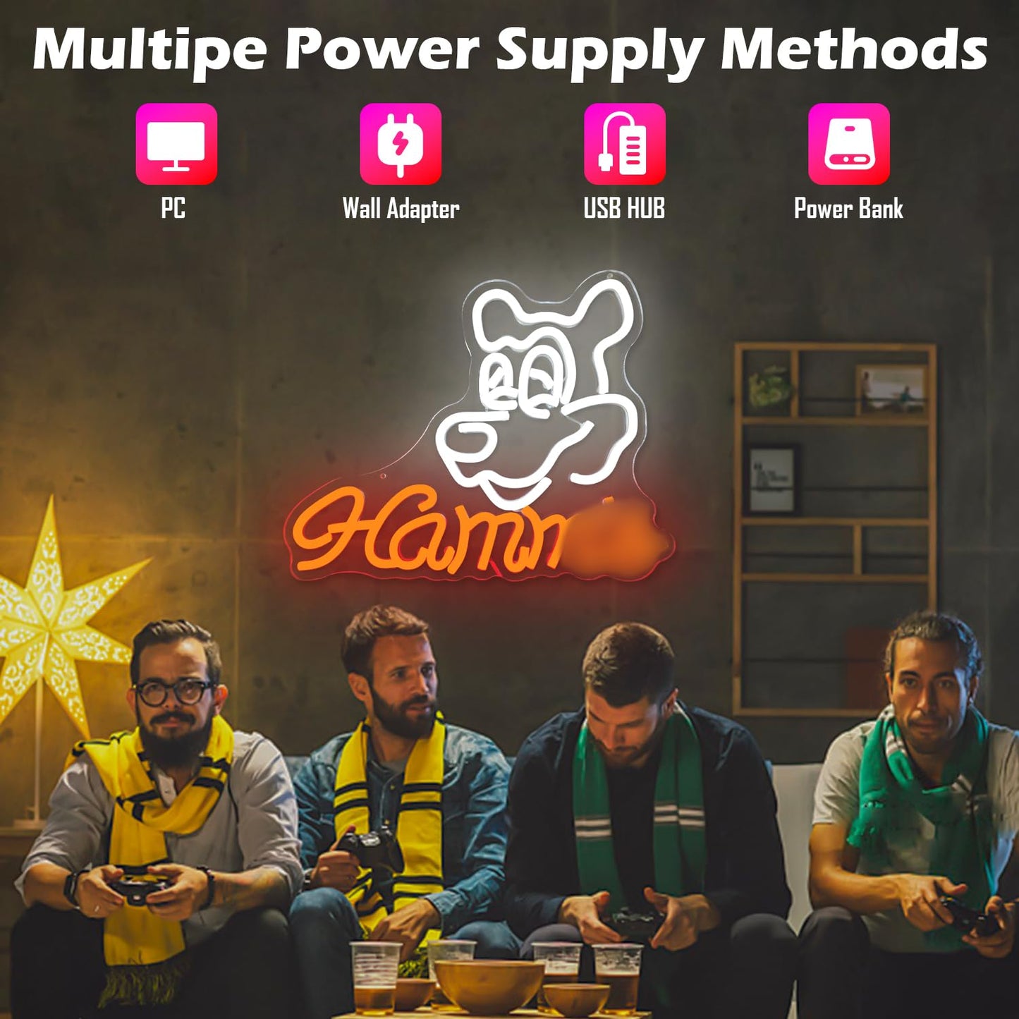 JooeTuu Hamms Beer Bear Neon Sign for Wall Decor Dimmable Hamm's Beer Light Neon Sign Led Bear Neon Light Signs for Beer Pub Club Home Bar, Man Cave
