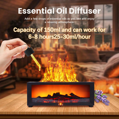 Fireplace Humidifier Diffuser, 7 Colors Flame Diffuser for Essential Oils, Fire Aroma Diffuser with Remote, Air Humidifiers Aromatherapy Diffuser for Home, Bedroom, Office,Yoga