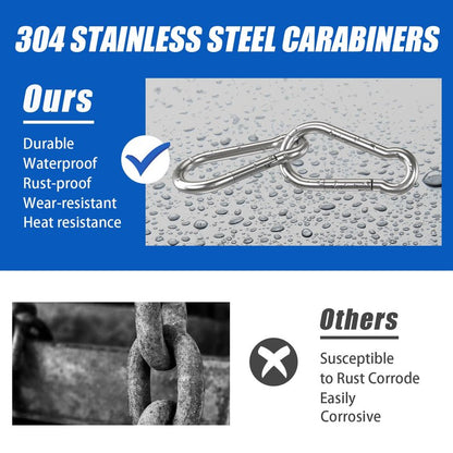 Carabiner Clip Hooks, 20pcs 3.15 inch Carabiners Heavy Duty, 304 Stainless Steel Spring Snap Hook Fits Camping Hiking, Metal Clips for Rope Chain Keys Rings