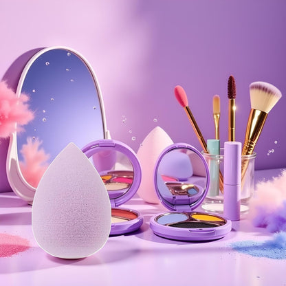 6PCS Mini Makeup Sponge Small Beauty Sponge Blender Set for Foundation, Powder, Concealer Highlight,and Eye Shadow, Purple