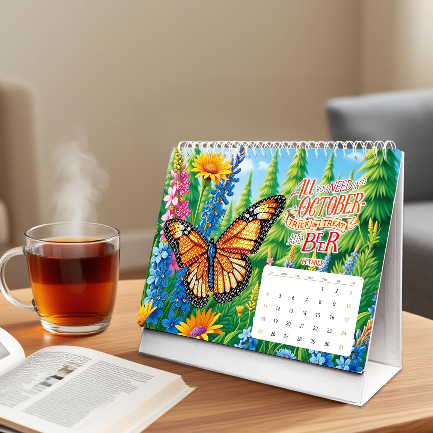 ILYUFO 2026 Diamond Painting Calendar, Diamond Art Kits for Adults, Ideal Desktop Ornaments & Thoughtful Female Gifts (Butterfly and Flower)