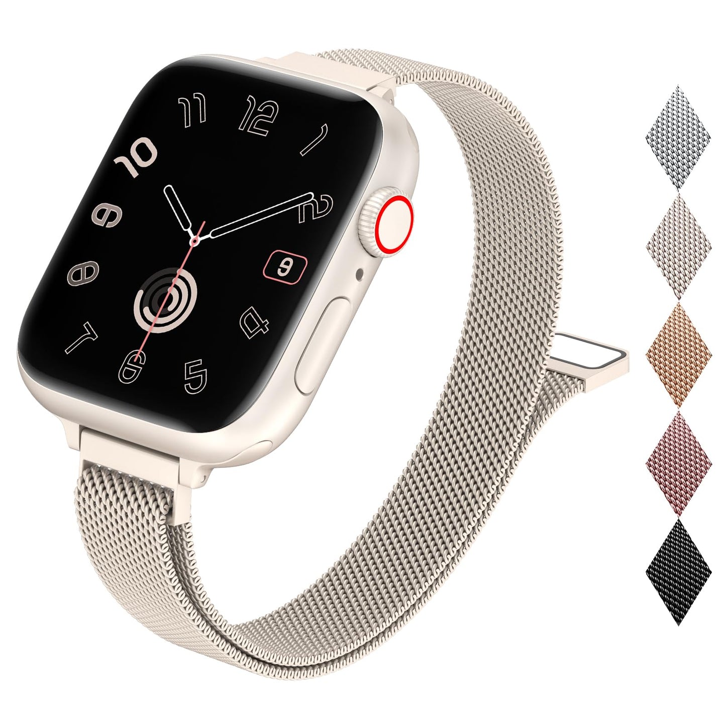 MARGE PLUS Slim Milanese Loop Compatible with Apple Watch Band for women 41mm 40mm 38mm 42mm 46mm 45mm 44mm, Stainless Steel Magnetic Mesh Strap work on iWatch Series 11 10 9 8 7 6 5 4 3 & SE 3 2 1