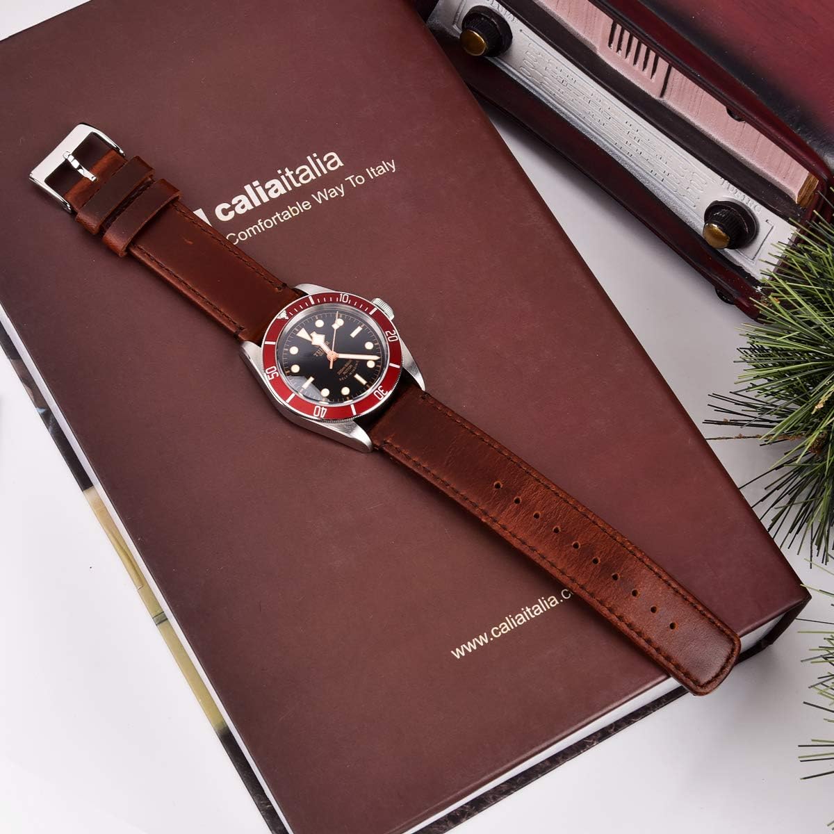 Ritche Leather Watch Strap with Quick Release Pins, 22mm Replacement Watch Band for Men and Women, Fits Smartwatches & Traditional Watches