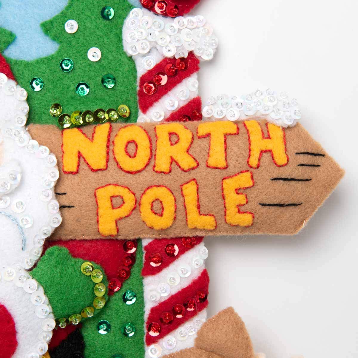 Bucilla 89228E Felt Applique Christmas Stocking Kit, 18", North Pole Santa