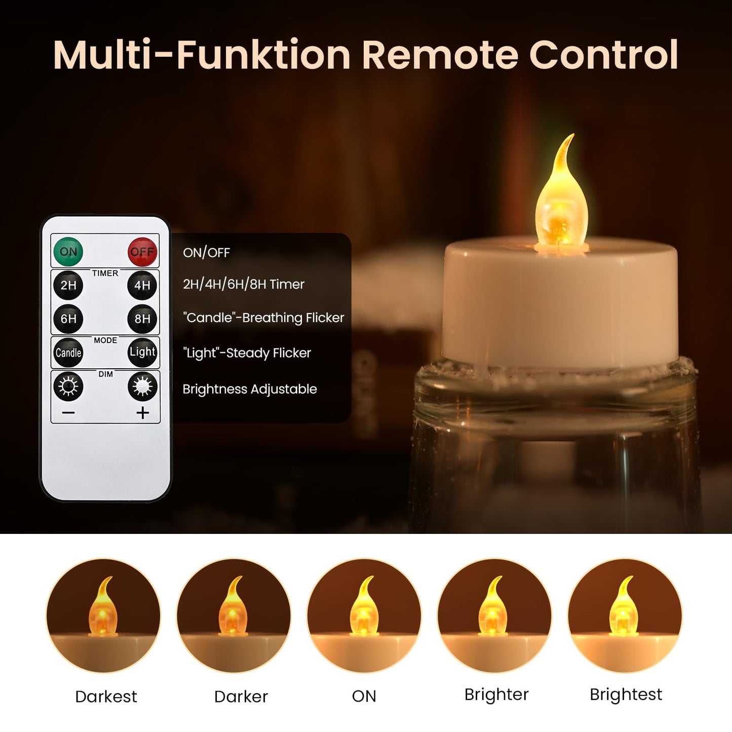 JOSU 12Pcs Flickering Flameless Led Tea Lights Candles Battery Operated, 200+ Hours Fake Electric Candles with Remote Timer, Warmer Lamp White Candlesticks for Home Wedding Party Decor