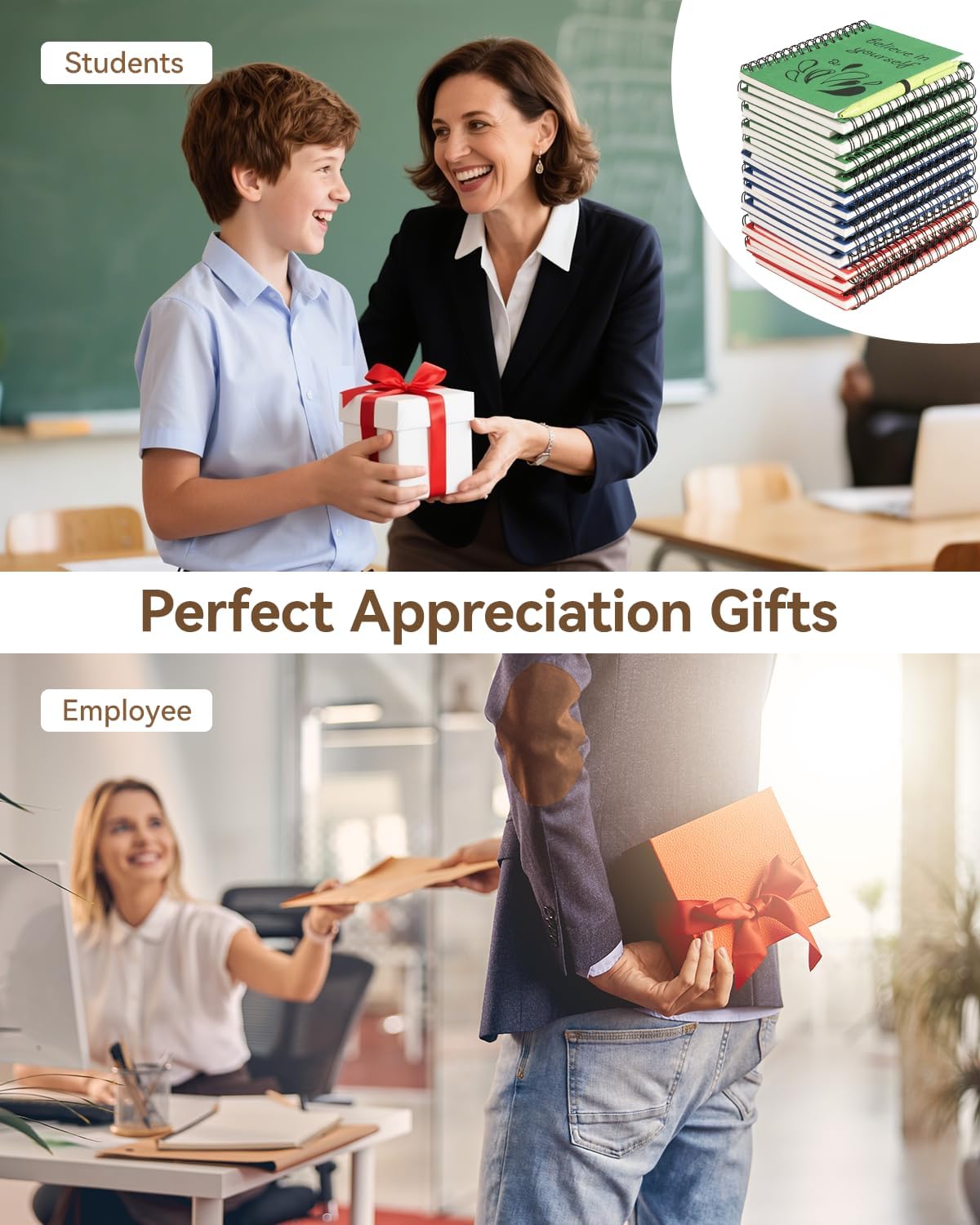 Dynta 16 Set Small Journals with Pens, 4x5.5 Inch Inspirational Notebooks Bulk, Appreciation Thank You Gifts for Coworkers Teachers Students