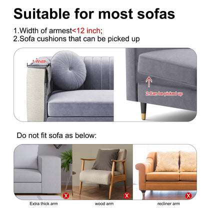 Upgraded Cat Scratch Furniture Protector,Cat Scratch Sofa Arm Sheild with Large Size Natural Sisal for Protecting Couch Sofa Chair Furniture (Light Grey, Left Hand)