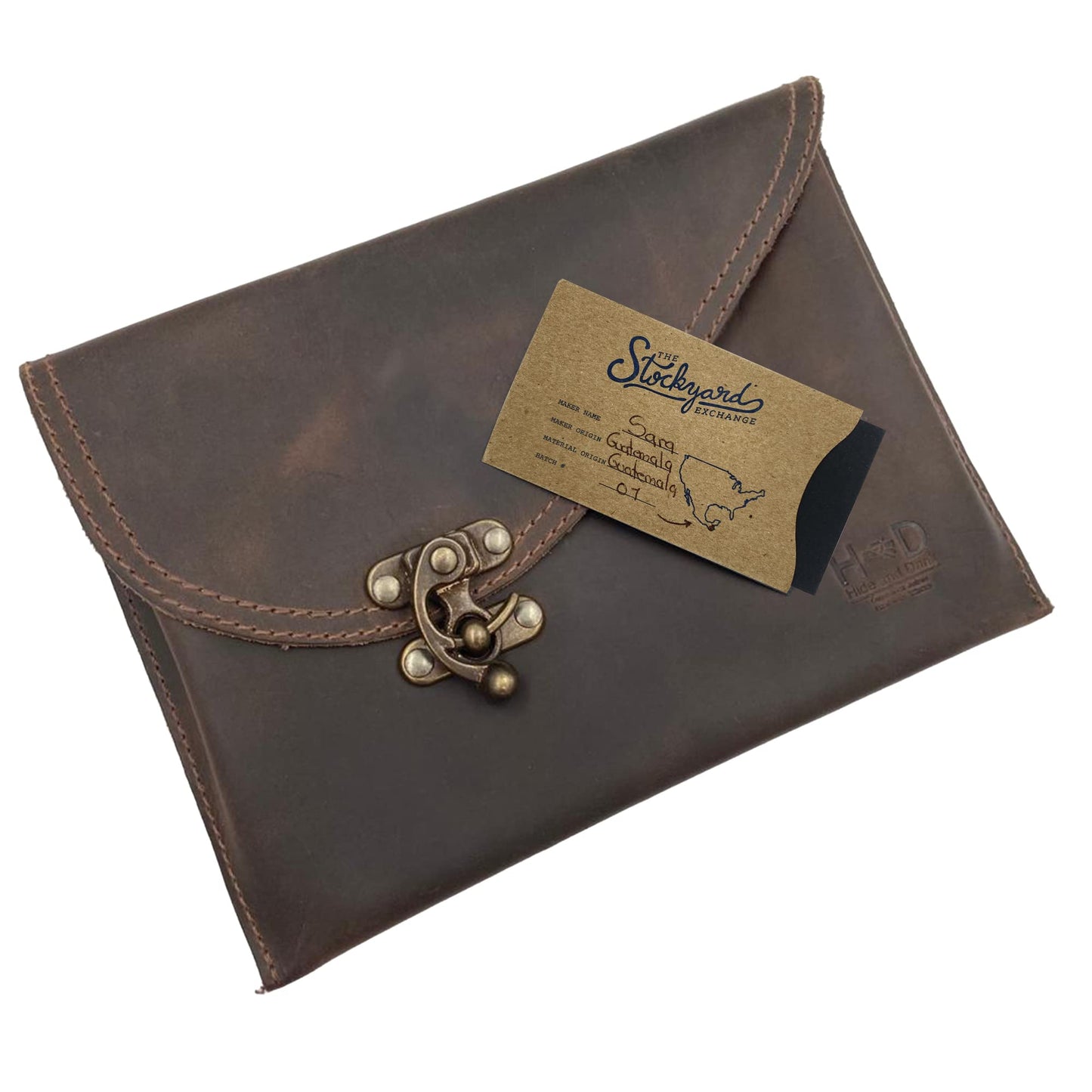 Hide & Drink, Petit Travel Vintage Clutch Bag Handmade from Full Grain Leather, Women's Fashion (Bourbon Brown)