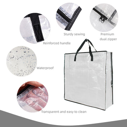 5 Pack Moving Bags, Wreath Storage Bag, Garland Container, Clear Storage Bags with Handles and Zippers Moving Bag for College Carrying, Bedding, Toys Organizer, Under the Bed Storage