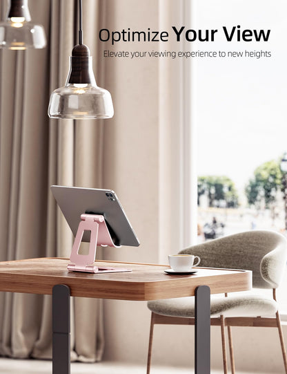 Nulaxy Aluminum Dual Foldable iPad Stand, Fully Adjustable Desktop Tablet Holder, Tablet Accessories for Office Kindle Compatible with Mobile Devices iPad Pro/Air/Mini, iPhone Pro/Max/Plus, Gray