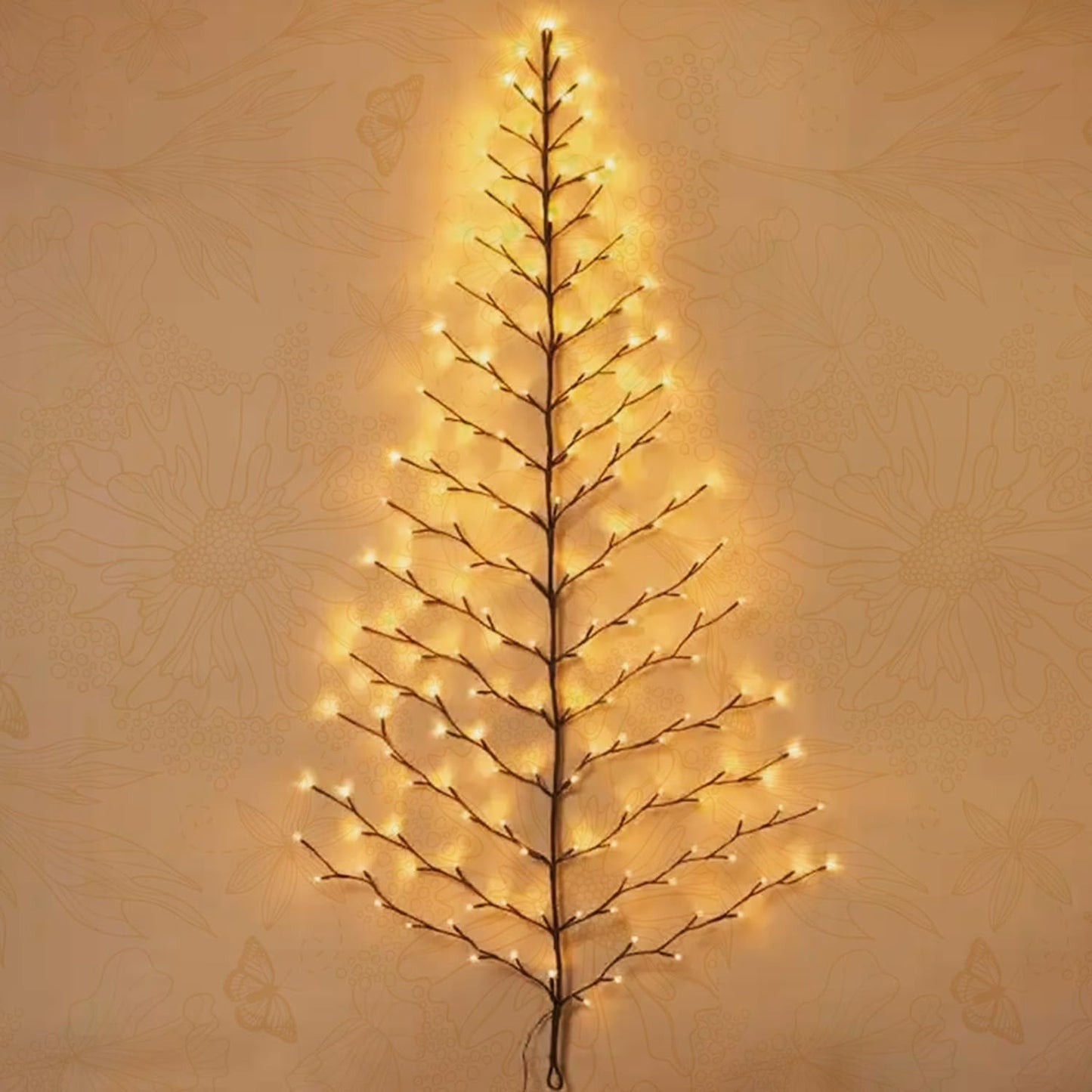 Fudios Lighted Wall Tree 6FT 180LED Warm White for Home Decor, Christmas Tree Lights for Living Room Wall Decoration