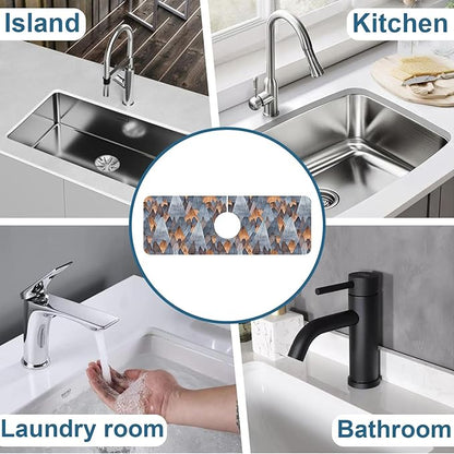 Abstract Mountain Sink Faucet Absorbing Mat Mountain Landscape Super Absorbent
