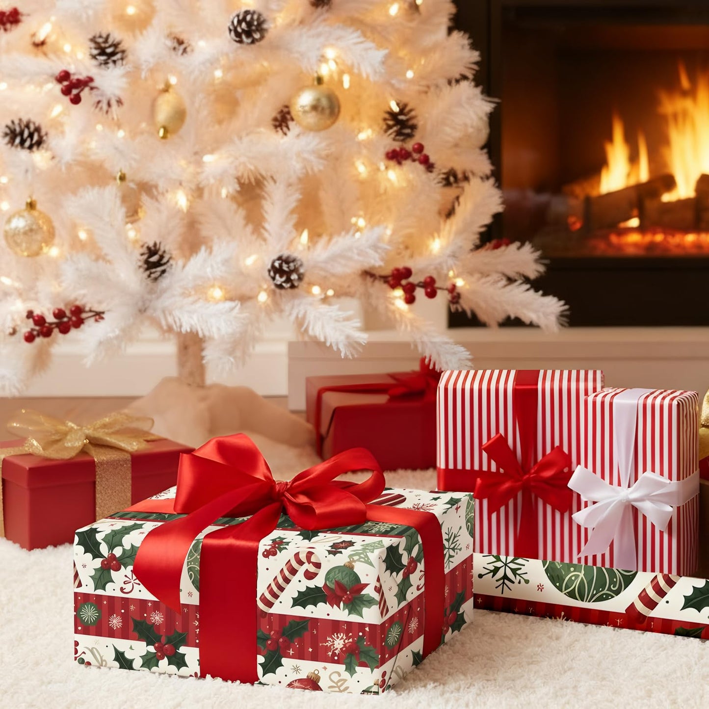 Kitico Christmas Peel and Stick Wallpaper Roll – Self Adhesive Decorative Wall Paper & Christmas Wrapping Paper 17.3"x196.8"