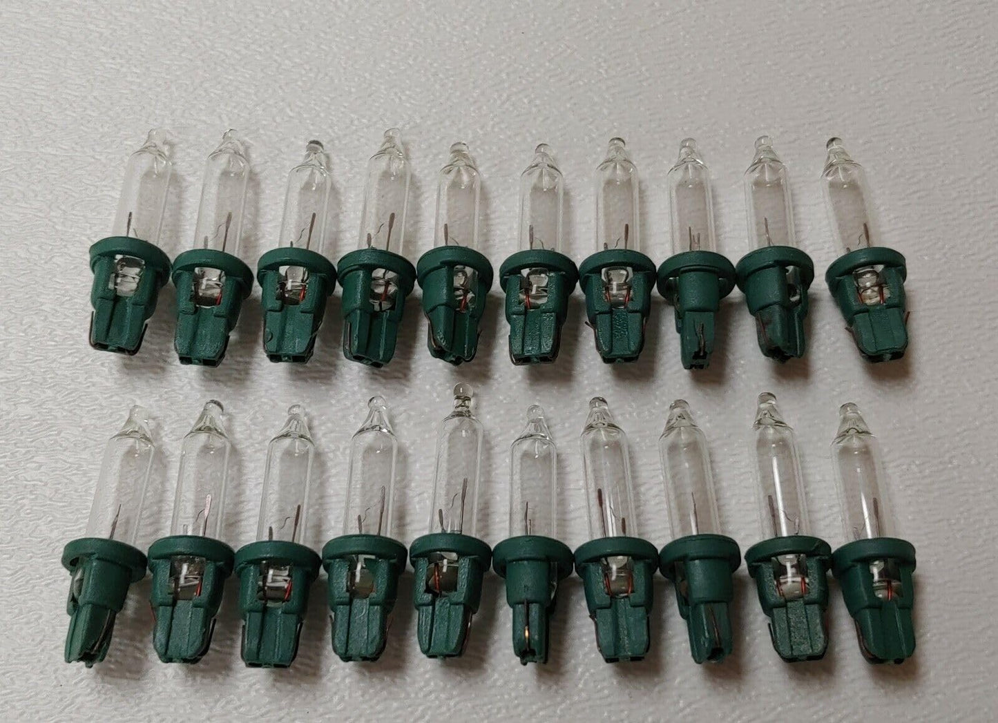 20 Clear D, 20x Mini 2.5 Volt V 0.425 Watt W Clear Christmas Incandescent Light Bulbs Replacement Tree Lights Green Base 2.5 Volts By JL Missouri