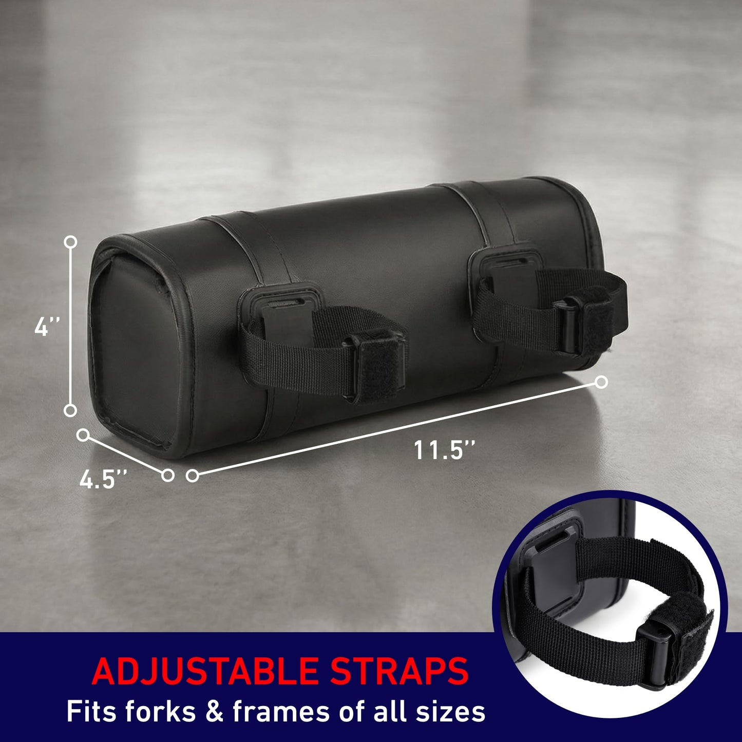 Nomad Motorcycle Tool Bag–Universal Handlebar Pouch–Waterproof Cruiser Biker Roll Bag Front Fork or Saddlebag Storage (Black)