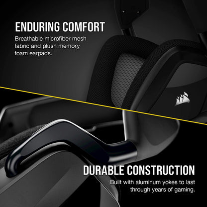 Corsair Void RGB Elite Wireless Gaming Headset – 7.1 Surround Sound – Omni-Directional Microphone – Microfiber Mesh Earpads – Up to 40ft Range – iCUE Compatible – PC, Mac, PS5, PS4 – Carbon