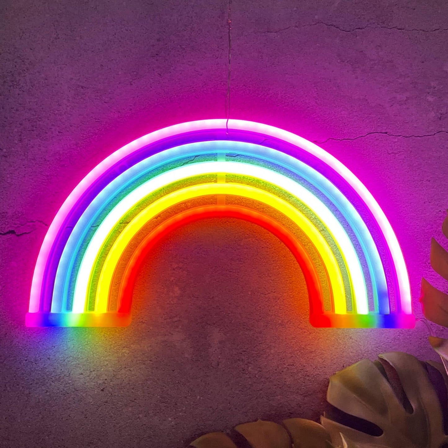 HOHOSIGN Rainbow Neon Sign Led Lights Rainbow Wall Decor Room Decor For Girls, USB/Battery Operated Lamp Kids Classroom Neon Light Decorations For Night Bedroom Office Christmas