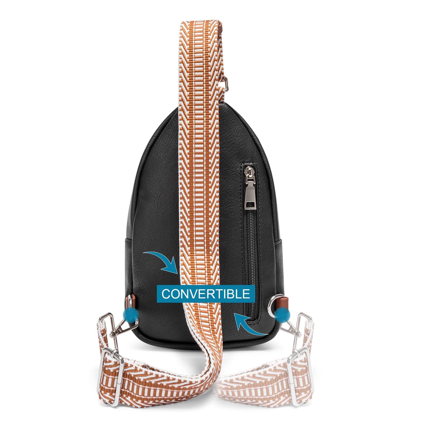 CLUCI Small Sling Bag for Women,Vegan Leather Fanny Pack Crossbody Bags for Women,Chest Bag With Guitar Strap