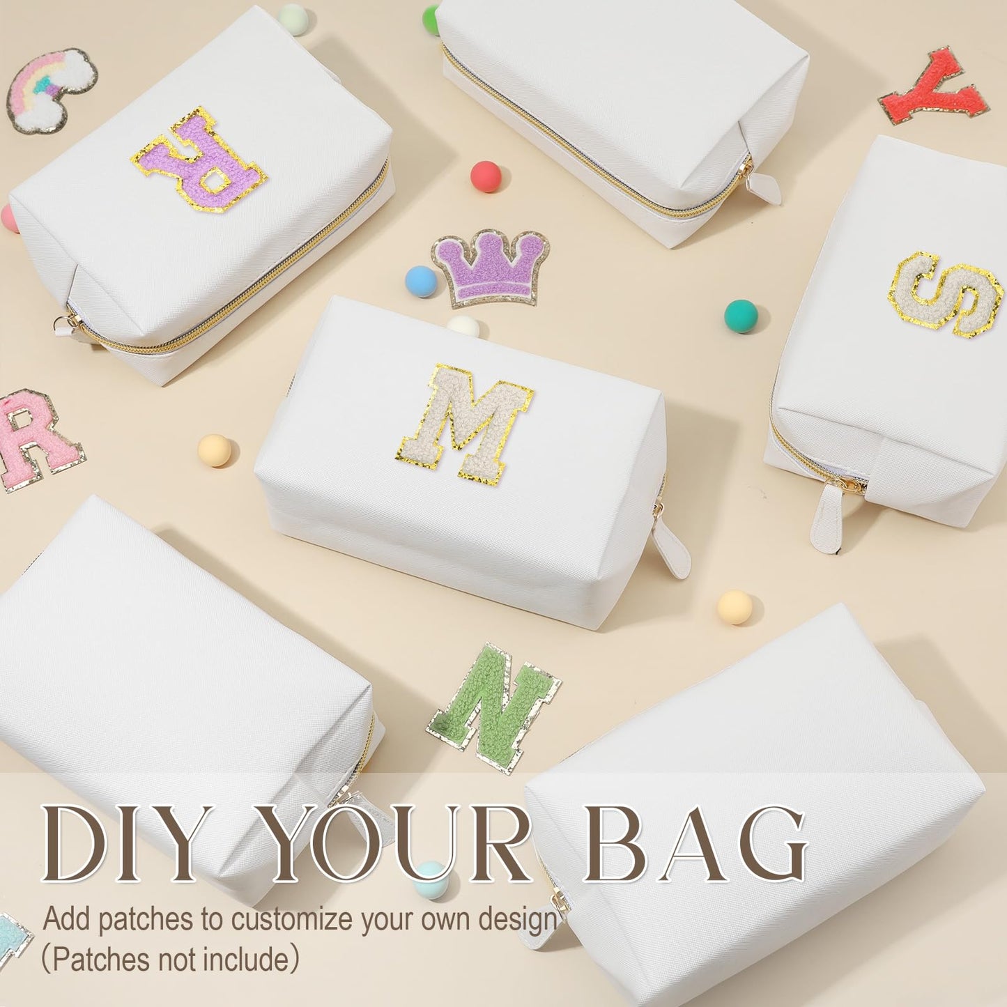 Kigeli 20 Pcs Small Makeup Bag Bulk PU Leather Cosmetic Bags with Zipper Preppy Makeup Pouch Toiletry Bag for Women Wedding Bachelorette Party Gift Travel Storage Organizer (White)