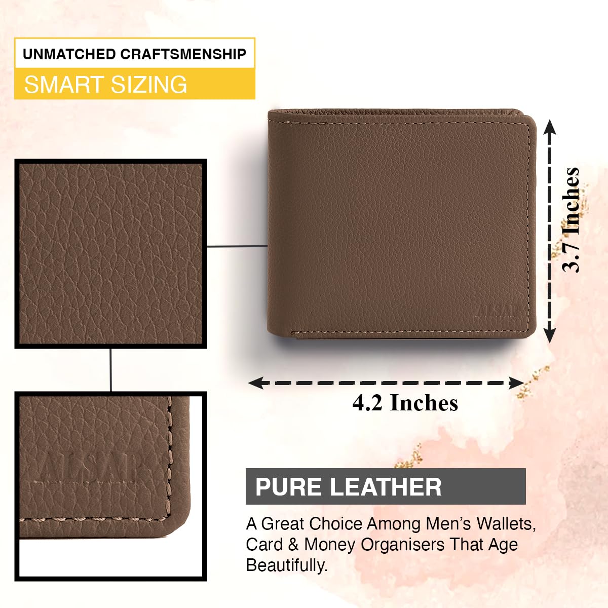 ALSAP Premium Leather Mens Wallets ‒ RFID Blocking Wallet with Coin Pocket & Zip ‒ Bifold Wallets for Men with 12 Card Slots & 2 Bank Note Compartments ‒ Wallet with Gift Box (Brown)