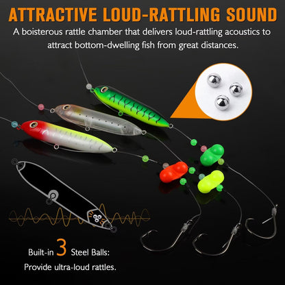Dovesun Catfish Float Rigs with Rattles - Santee Rig, 6/0 Hook * 6PCS