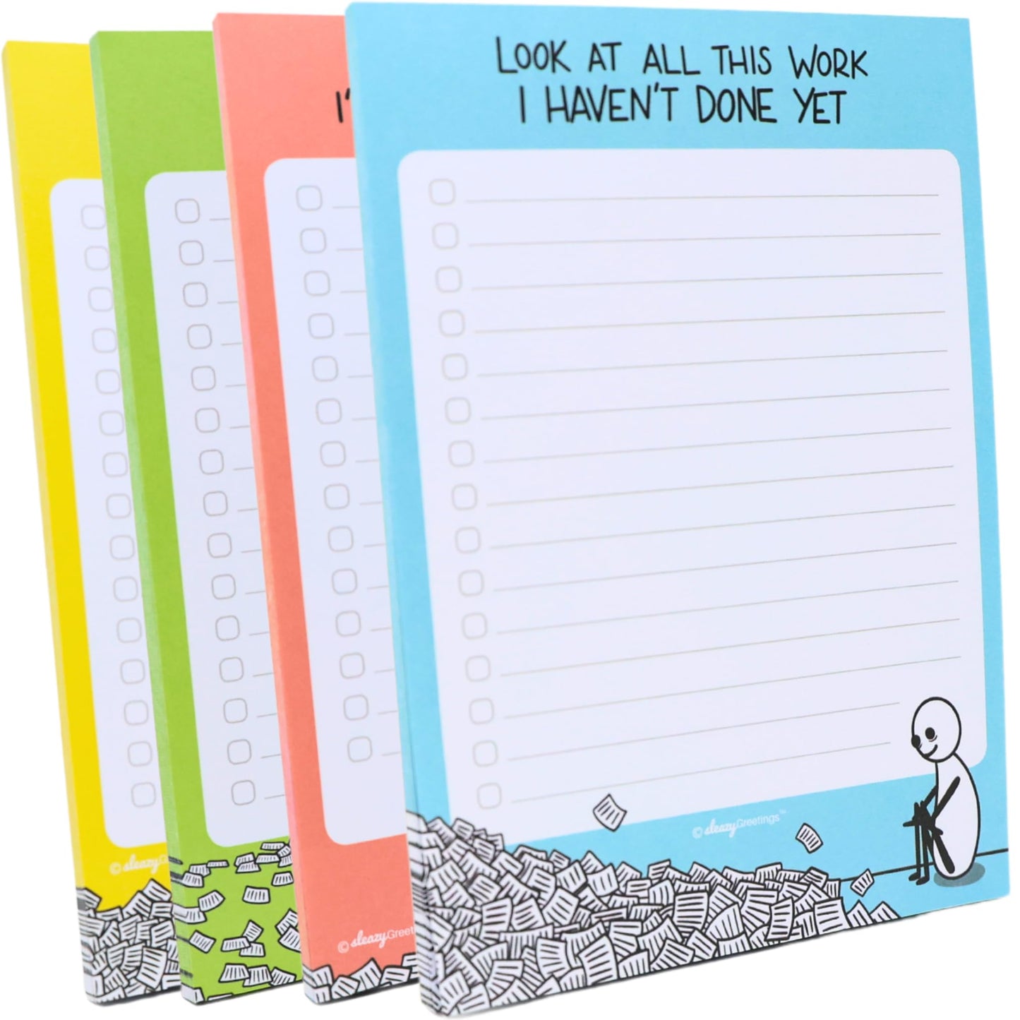 Sleazy Greetings Funny To Do List Notepad (4 Large Notepads) - 5 x 7-Inches Sarcastic Memo Pad Grocery Lists Note Pads - Funny Teacher Office Coworker Gifts for Women