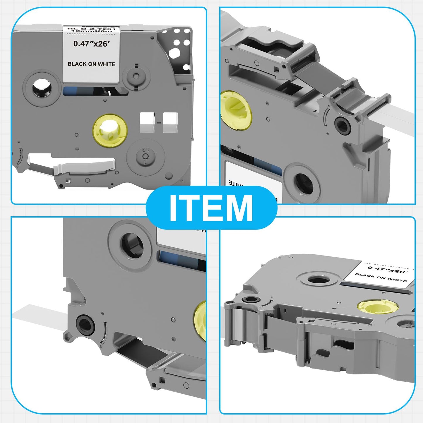 Label Maker Tape 12mm 0.47 White Replacement for Brother TZ TZe-231, Laminated Black on White Labels Refill Compatible with P Touch PT-D210 D220 H110 D200 D400 6 Pack