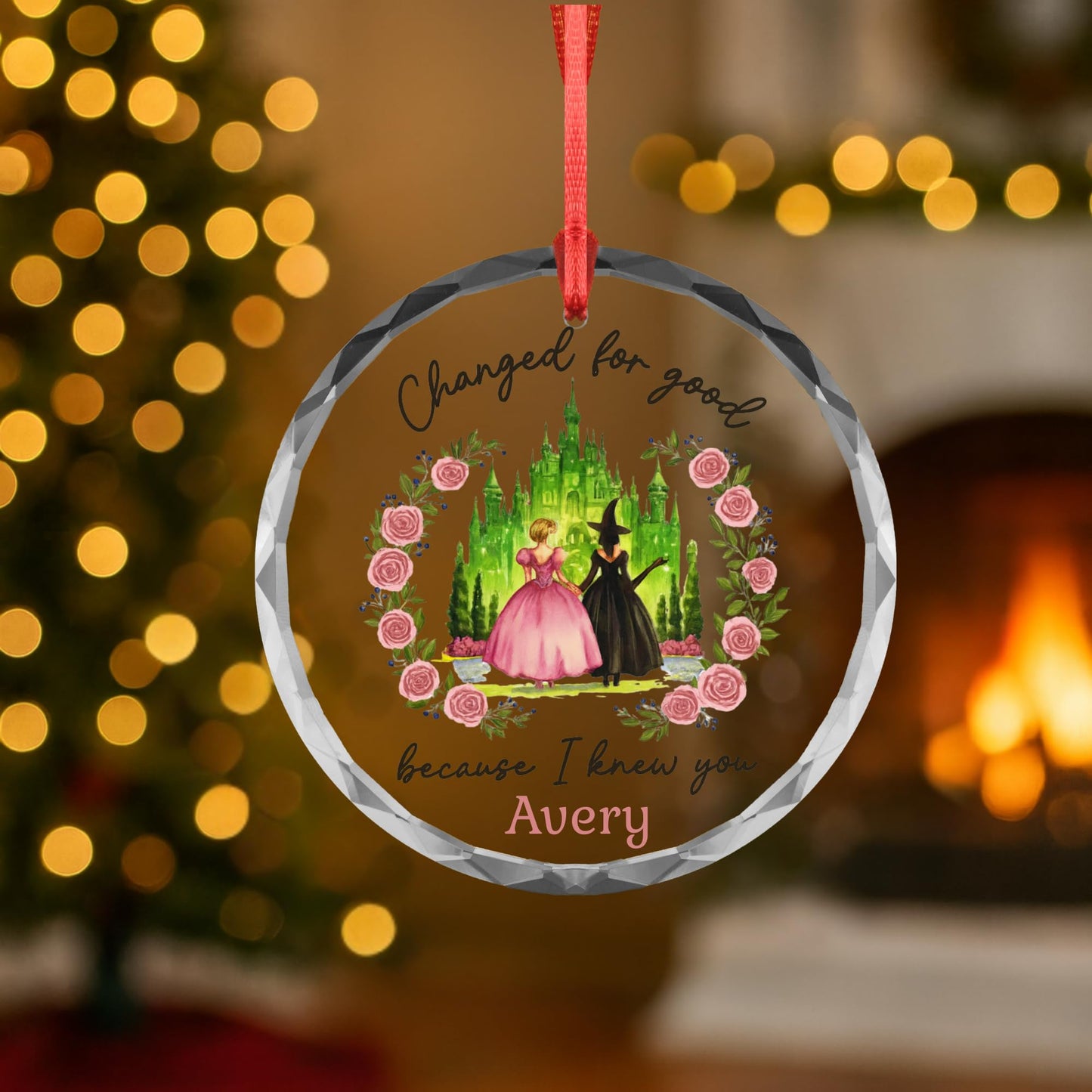 Wicked Christmas Glass Ornament, Elphaba Glinda Ornament, Change for Good, Friendship Broadway Wicked Musical (Glass, 1)